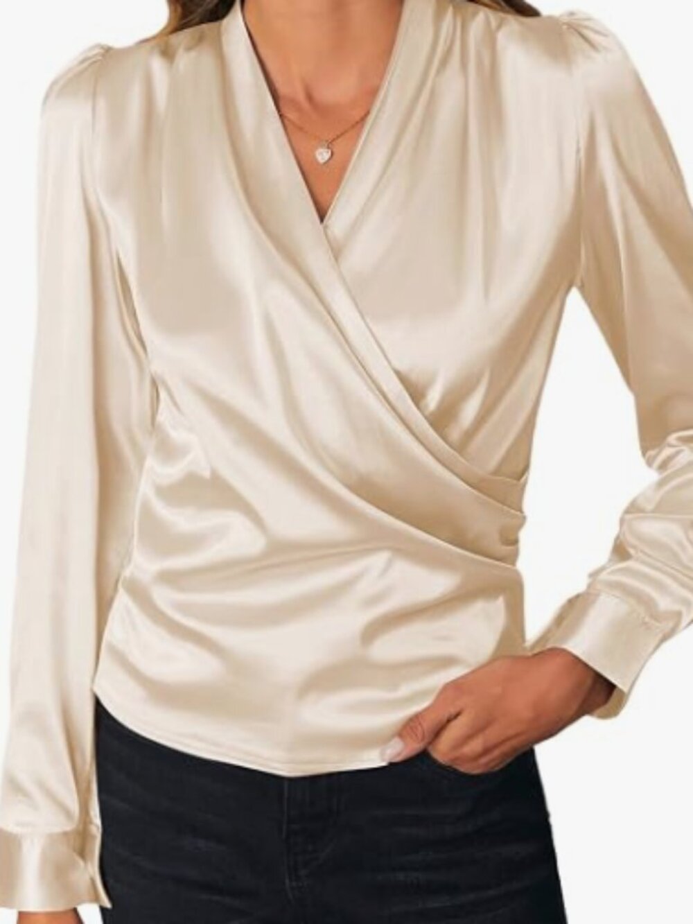 NWOT Satin Wrap V-Neck Blouse - Medium